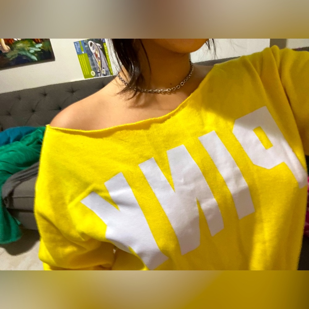 Pink Victoria Secret Sweater Off The Shoulder -SMALL